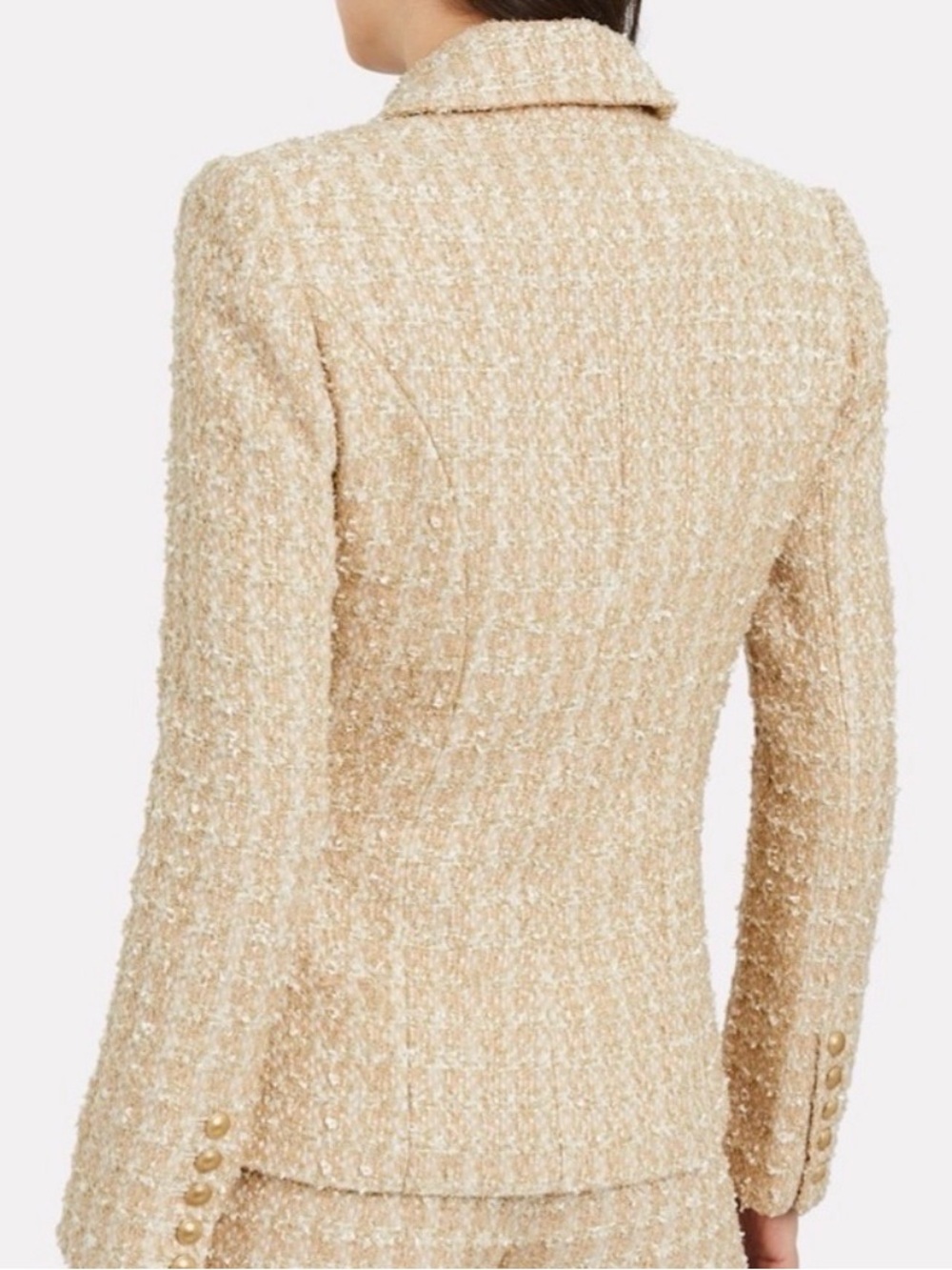 L’Agence Camel, Ivory, and Gold Tweed Double-Breasted Blazer - Picture 3 of 3